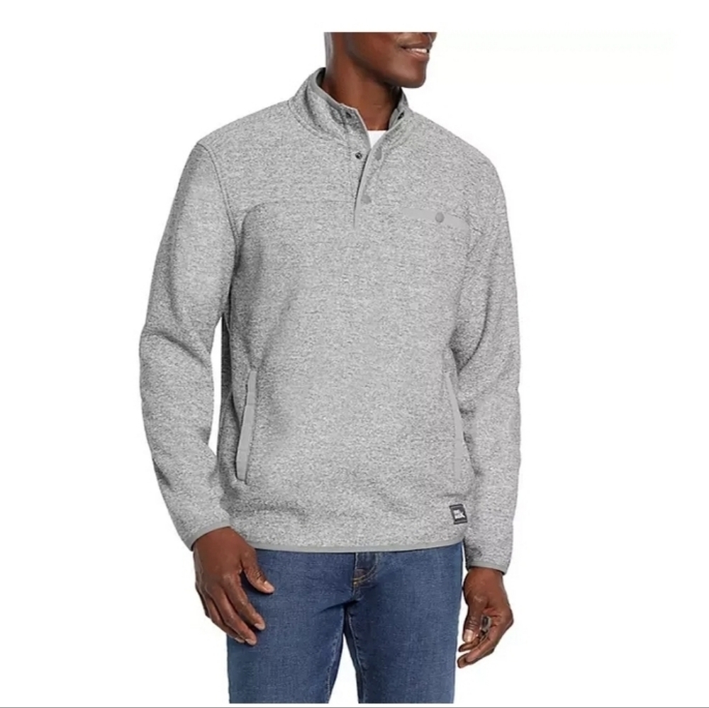 Eddie Bauer Men's Quarter Snap Pullover Mockneck Sweater Warm Fleece